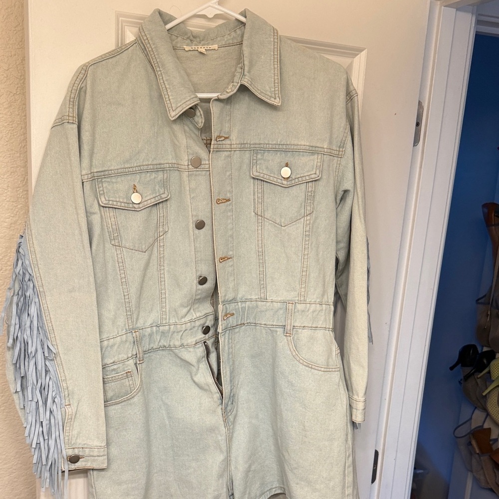 Women's Light Wash Denim Jacket Romper
